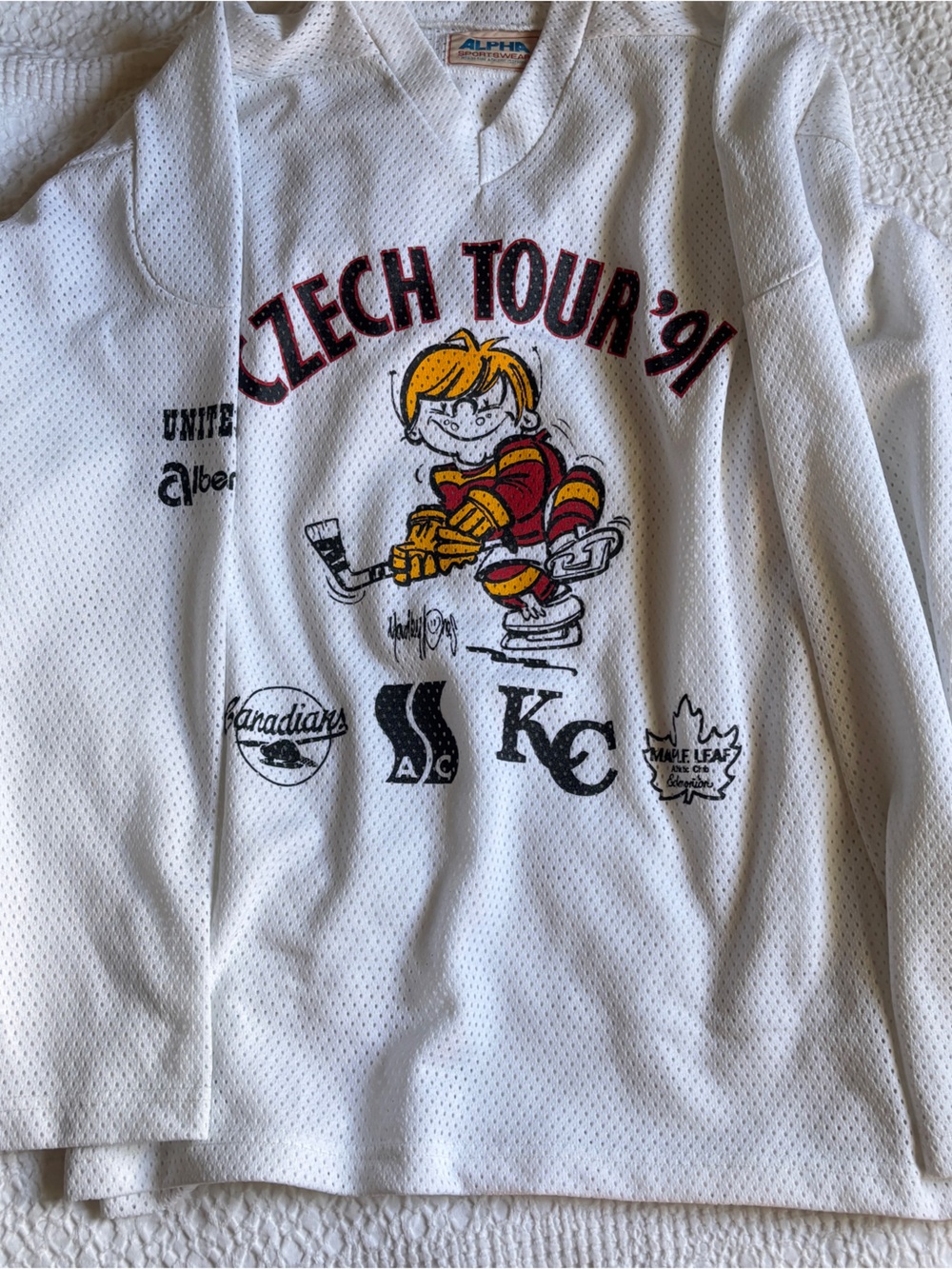 Vintage White 'Czech Tour '91' Graphic Hockey Jersey